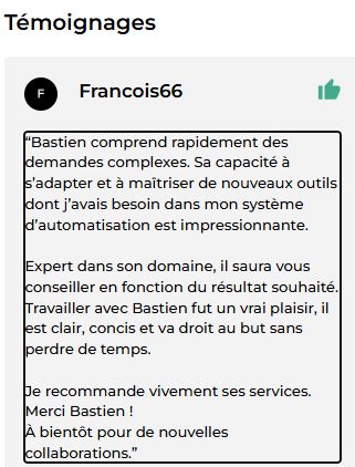J'ai fait économiser plus de 11 jours de travail à un client.